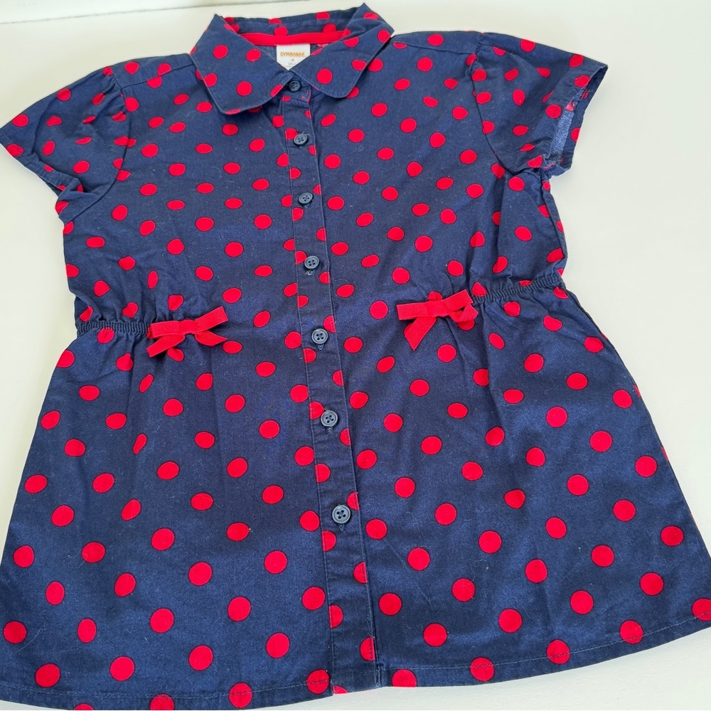 Blue and Red Polka Dot top